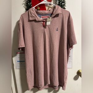 NWT Men’s XL Bruno Milano Red and White Striped Polo